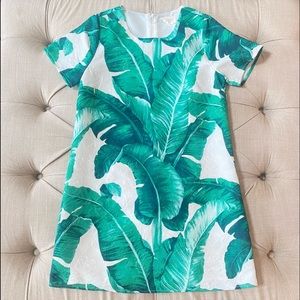 Vestique Leaf Print Short Sleeve Dress